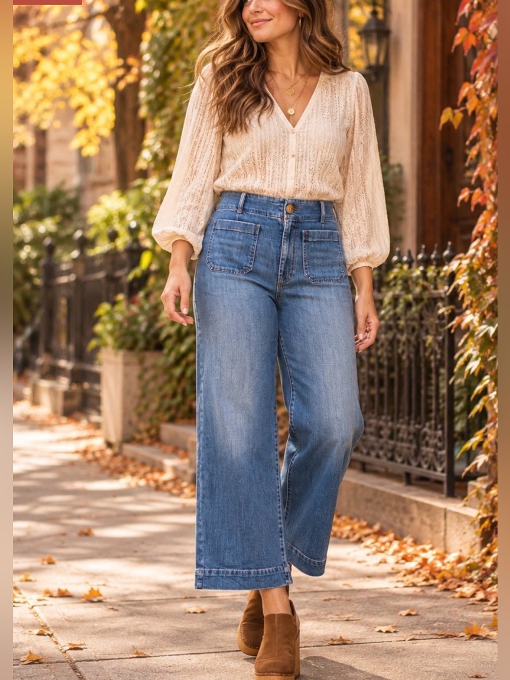 Maeve The Colette Cropped Wide Leg Jeans Size 32 Medium Wash